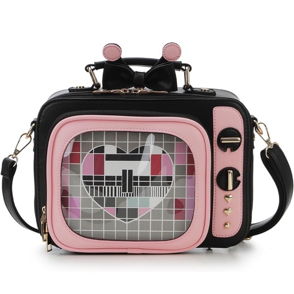 Retro TV Style Black and Pink Bag - Picture 2 of 15